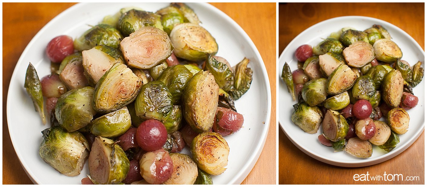 Brussels Sprouts and red Grapes Recipe photo of roasted vegetable side dish