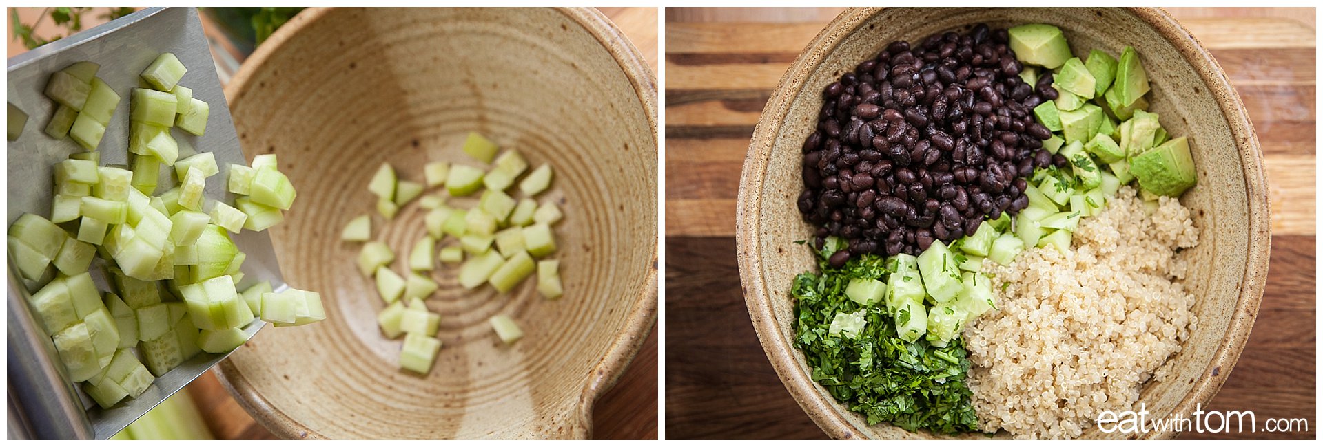 Chop cucumbers - Simple Black bean and Quinoa recipe