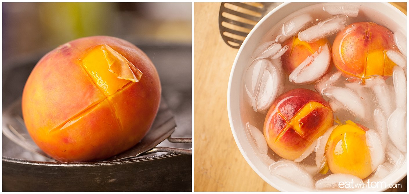 Peach quinoa crumble dessert recipe - How to peel a peach for peach crisp cobbler recipes