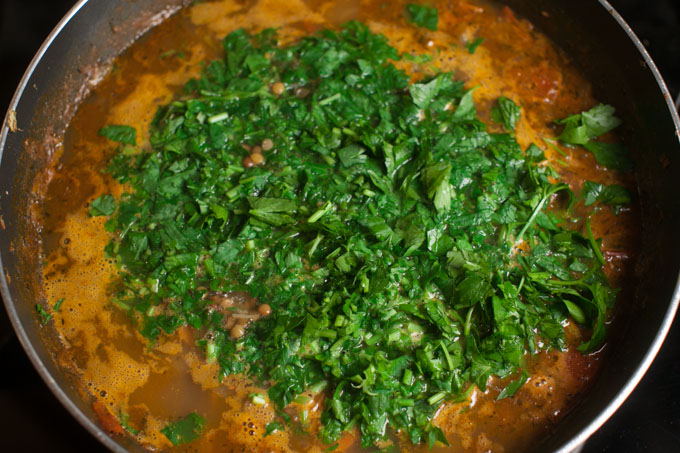 Add the parsley to create a mind-blowing flavor in your classic lentil vegetable soup
