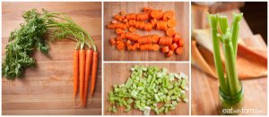 dice carrots and celery for soup base in chicken bone broth pressure cooker instant pot recipe