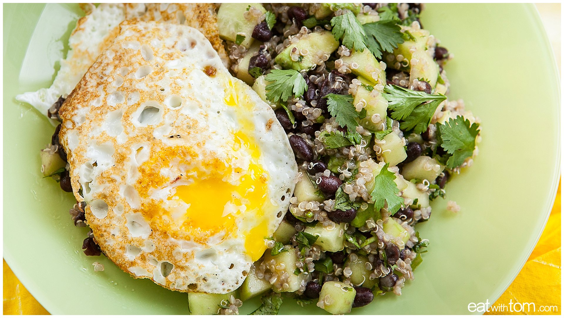 Quinoa Recipe Healthy Eating Ideas - Avocado Black Beans Cilantro Cucumbers Easy Lunch