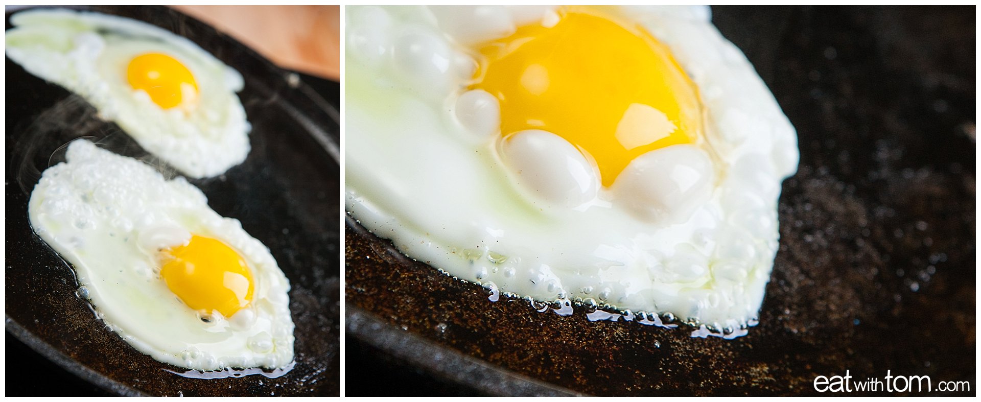 How to cook eggs with gooey center recipe on cast iron pan with butter